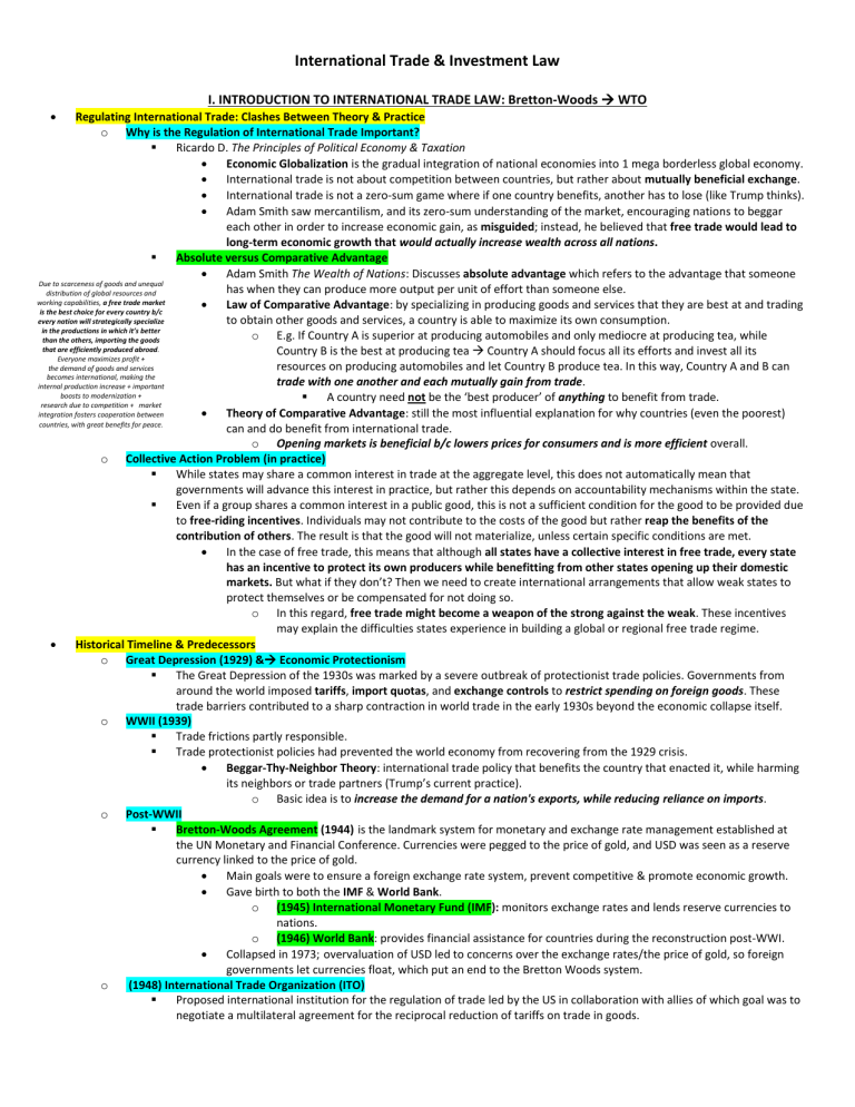 International Trade And Investment Law