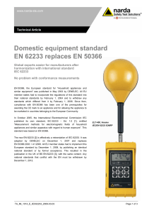 Domestic equipment standard EN 62233 replaces EN 50366