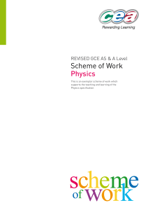 GCE Physics Scheme of Work: Forces, Energy, Electricity