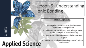 Lesson 9 - Ionic Bonding