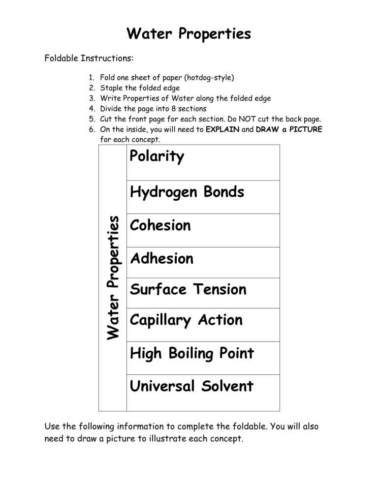 research paper on properties of water