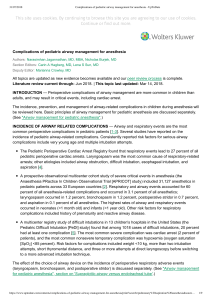 Complications of pediatric airway management for anesthesia