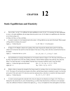 Chapter 12 on Static Equilibrium and Elasticity
