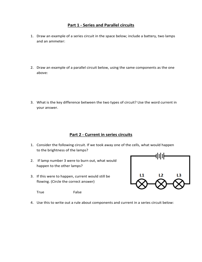 assignment sheet 1 3 5 troubleshooting series parallel circuits