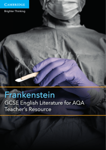 GCSE English Literature for AQA Frankenstein Teachers Resource Free Online