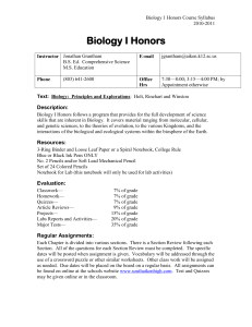 Biology 1 syllabus 2010-2011