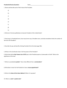 Presidential Review Questions - 2009