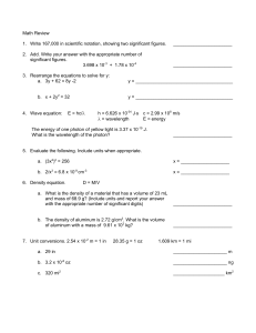 Math Review: Scientific Notation, Conversions, Density