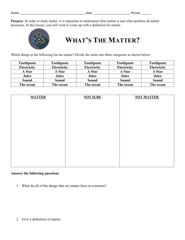 What Is A Definition For Matter