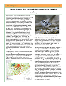 Forest Interior Bird Habitat Relationships in the PA Wilds