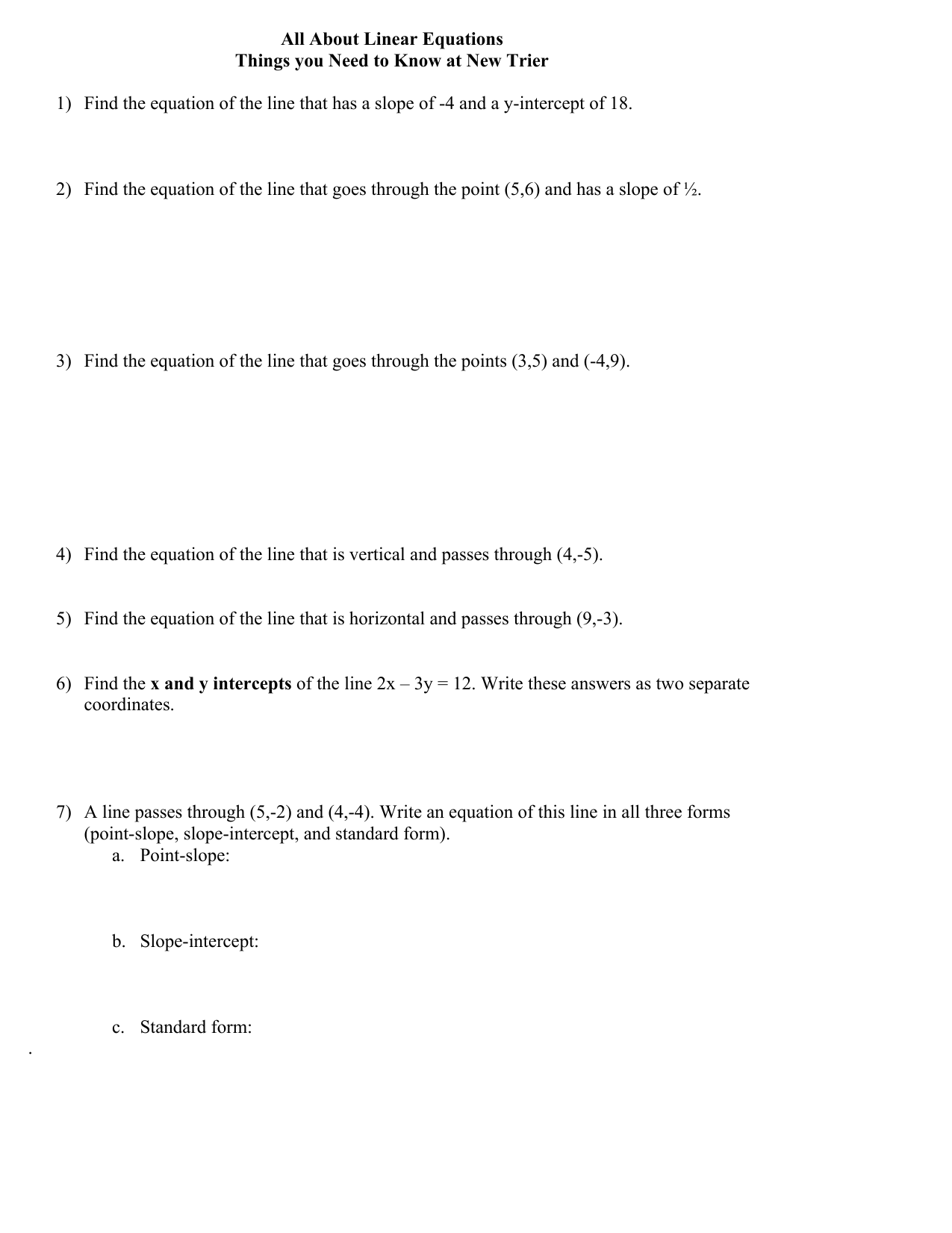 Equation Of A Line