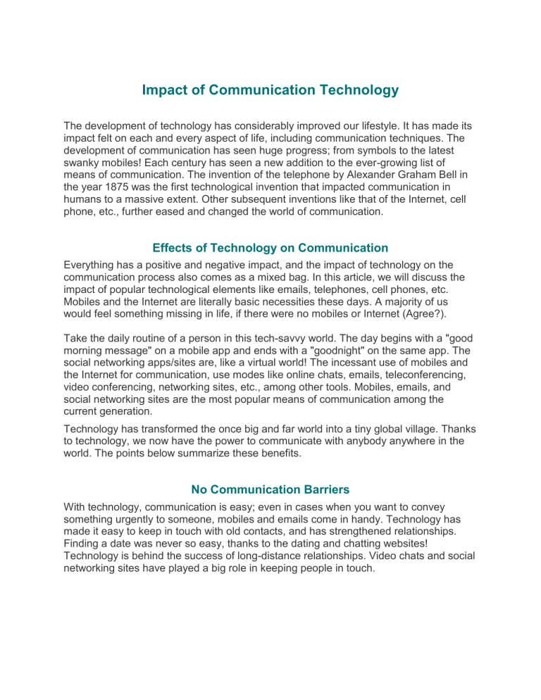 impact of technology in communication essay