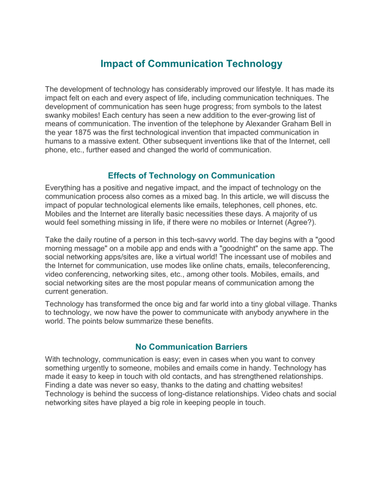 Impact Of Communication Technology