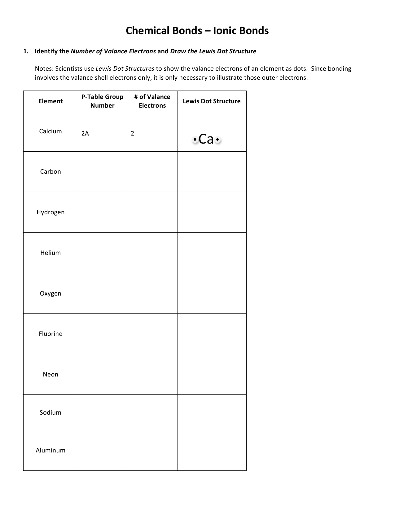 Microsoft Word - Lewis Worksheet Pertaining To Chemical Bonds Ionic Bonds Worksheet