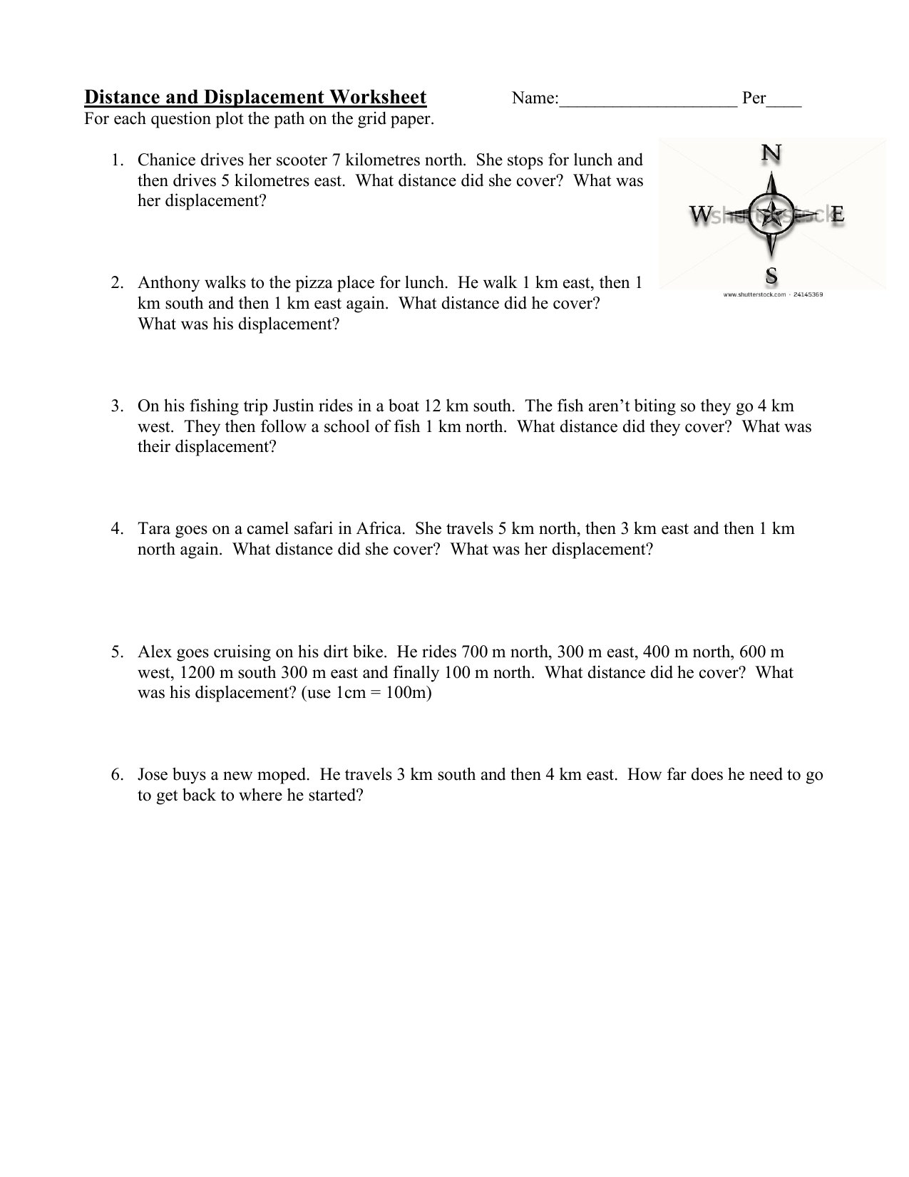 Distance And Displacement Worksheet Answers