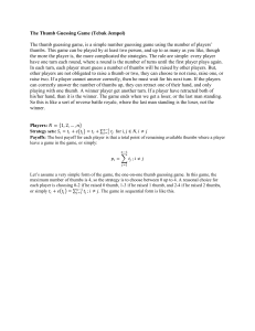 Thumb Guessing Game: A Game Theory Analysis