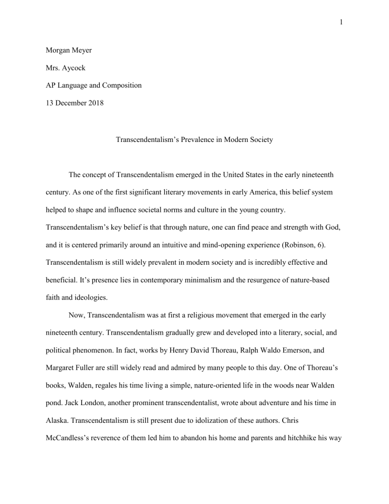 Реферат: Ralph Emerson And Transcendentalism Essay Research Paper