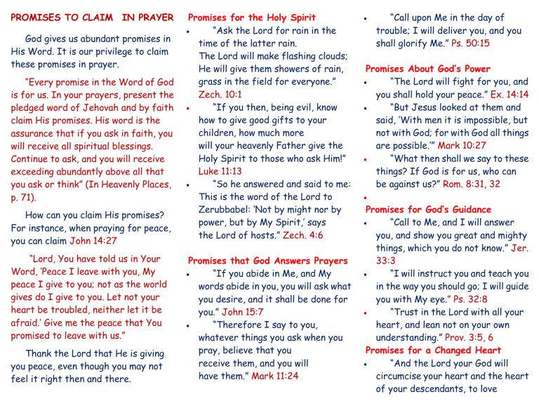 Claiming God's Promises: A Prayer Guide