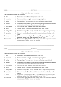 short story terms - revision worksheet