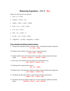 Worksheet - Balancing Equations - Key