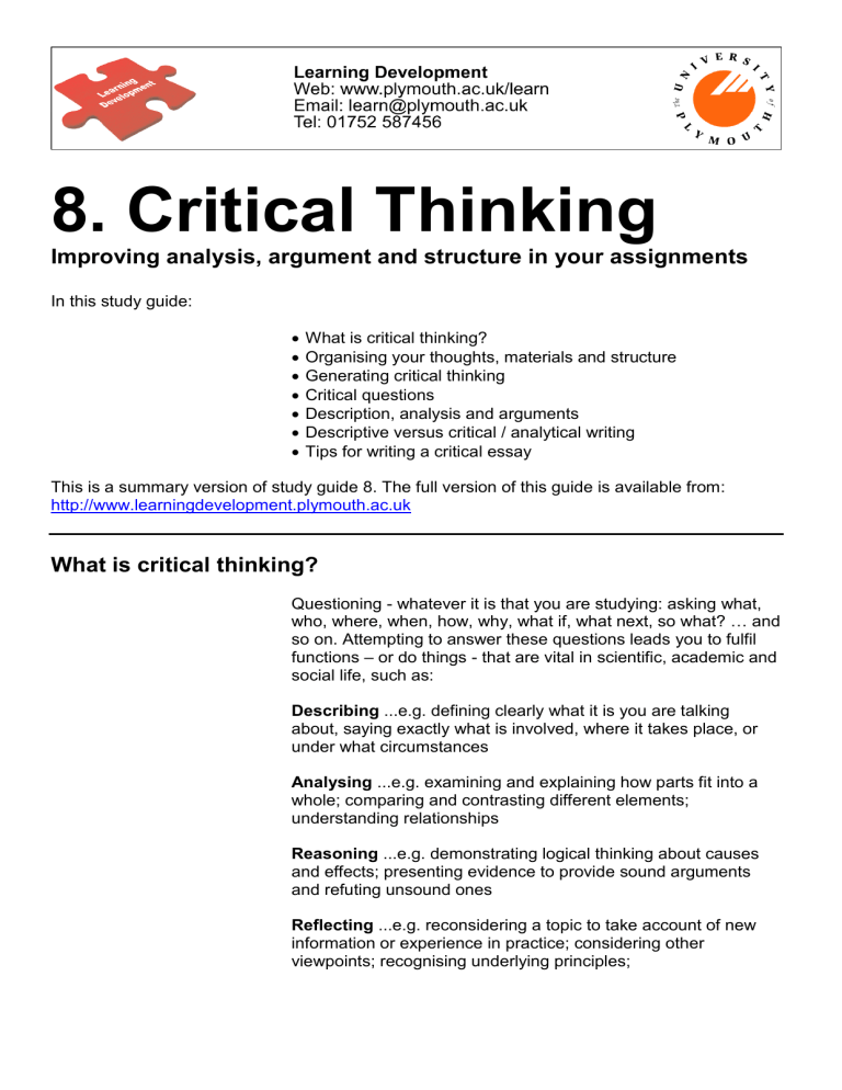 hilsdon model to generate critical thinking
