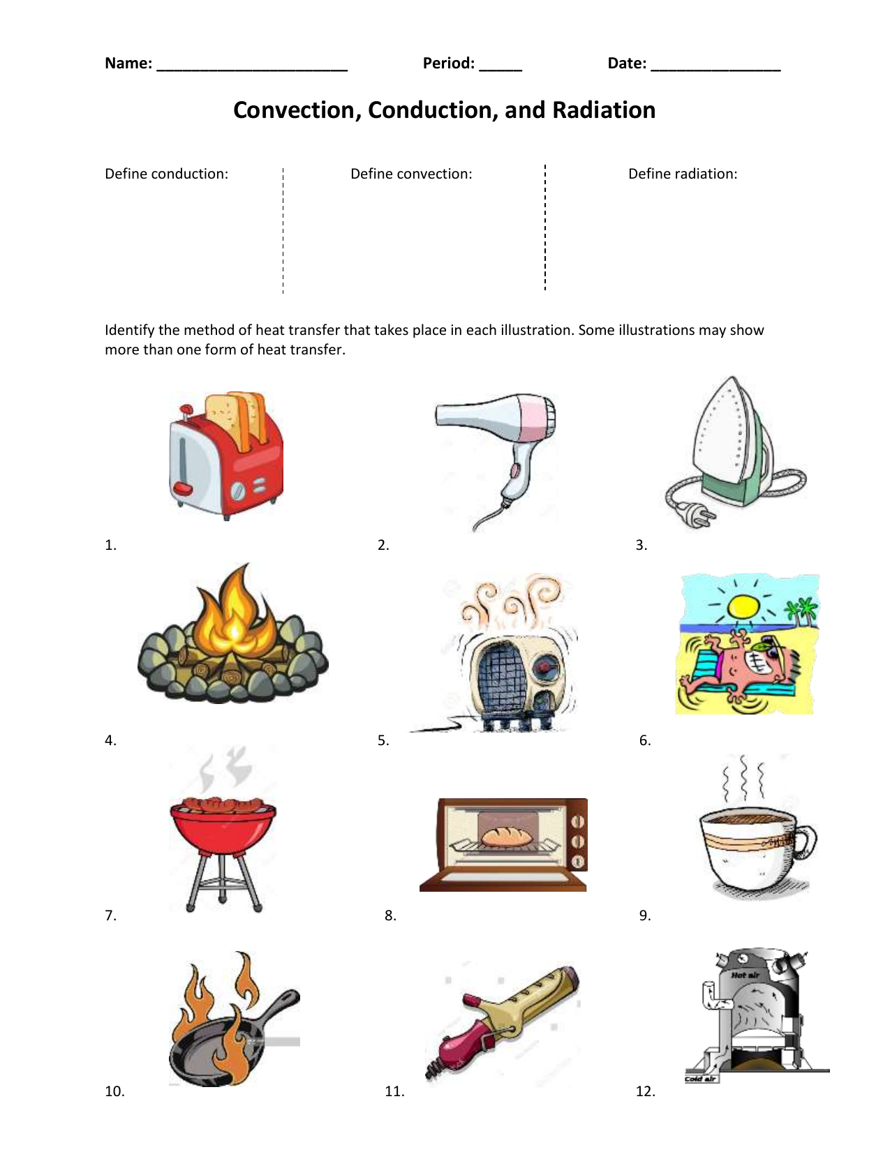 Conduction Convection Radiation Worksheet CW For Methods Of Heat Transfer Worksheet