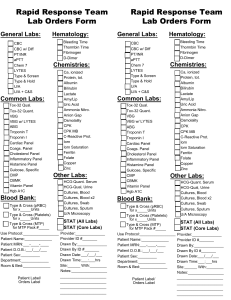 Rapid Respons Team Labs Order Form-For Paper orders