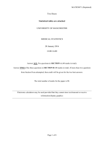 Medical Statistics Exam Paper - University of Manchester