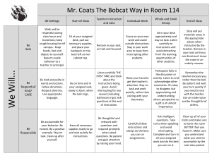 The Bobcat Way in Room 114 Coats