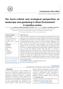 The Socio-cultural and ecological perspectives on landscape and gardening in Urban Environment: A narrative review