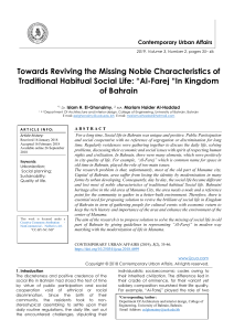 Towards Reviving the Missing Noble Characteristics of Traditional Habitual Social Life: “Al-Farej “In Kingdom of Bahrain