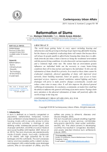 Reformation of Slums