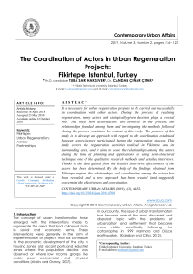 The Coordination of Actors in Urban Regeneration Projects: Fikirtepe, Istanbul, Turkey