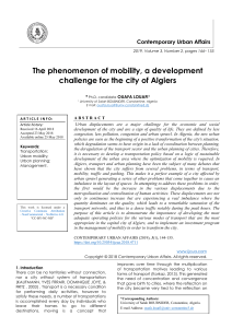 The phenomenon of mobility, a development challenge for the city of Algiers
