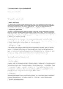 Factors influencing corrosion rate