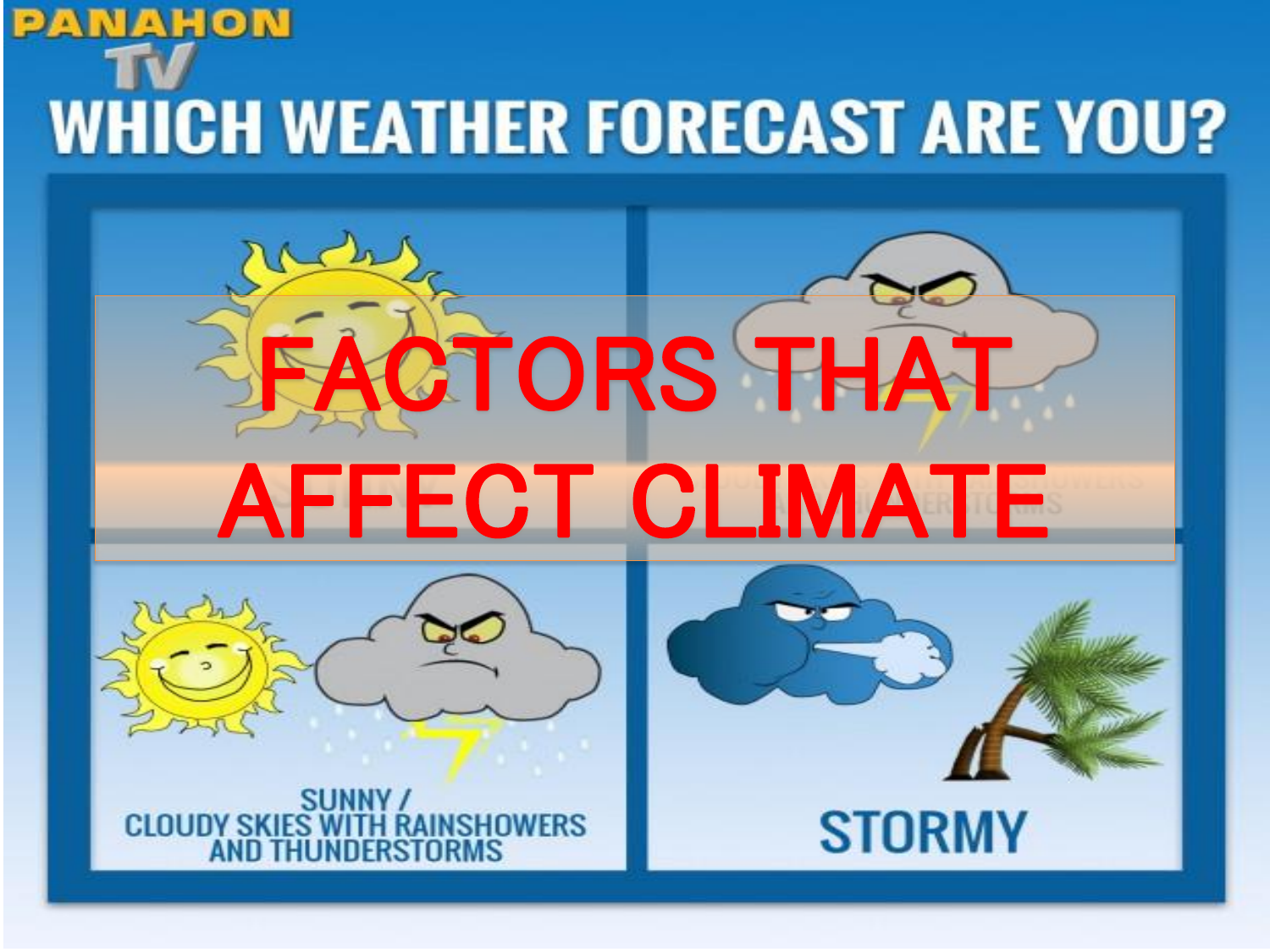describe five factors that affect climate