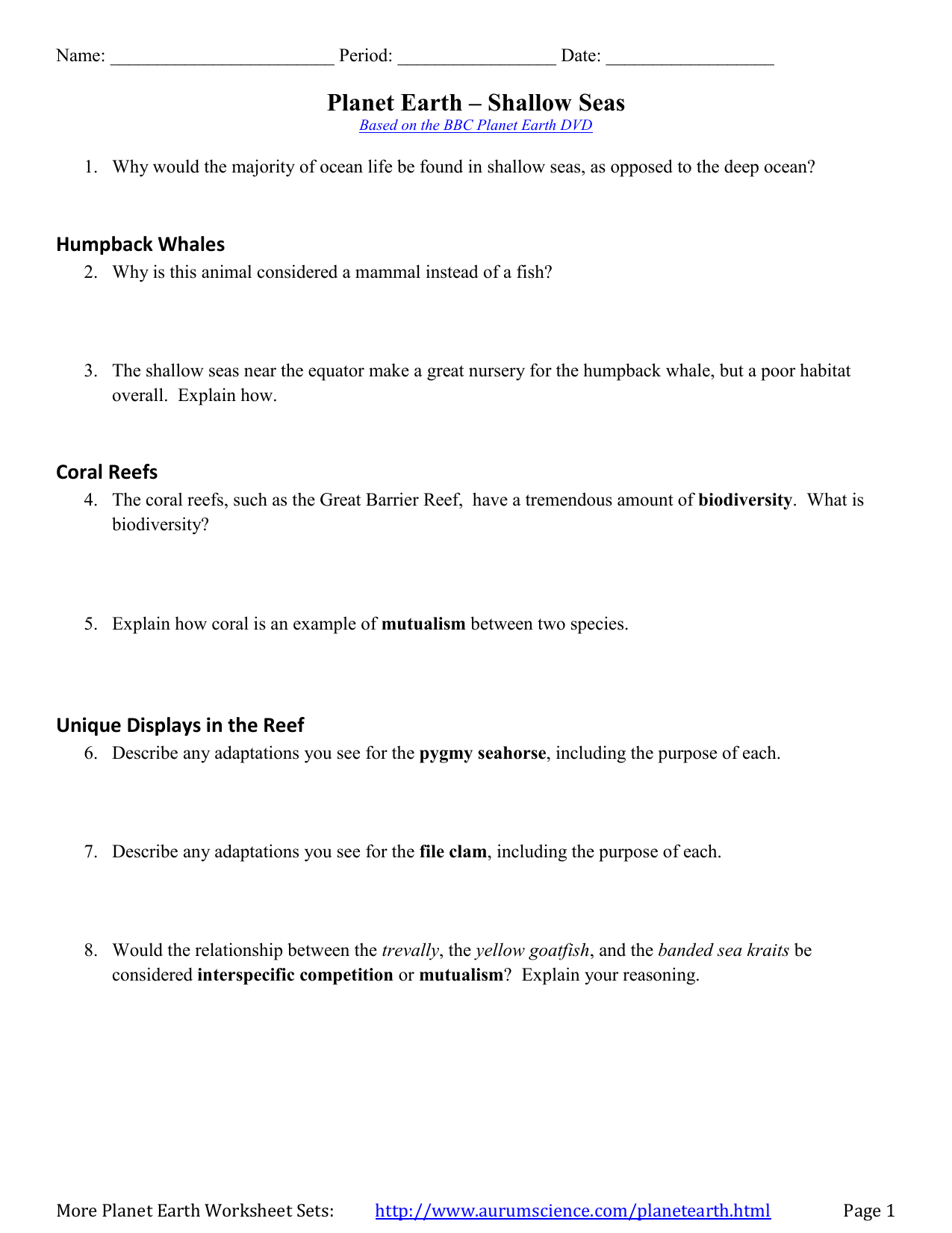 Planet Earth - Shallow Seas Within Planet Earth Ocean Deep Worksheet