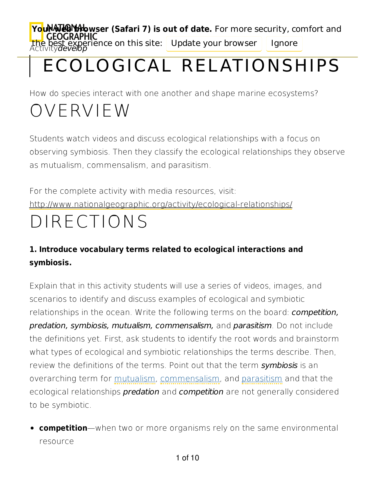 ecological relationship essay