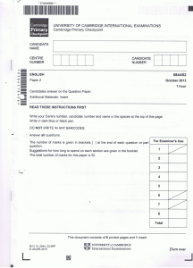 Primary Checkpoint - English (0844) October 2013 Paper 2
