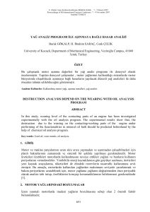 Motor Aşınması İçin Yağ Analizi: Konferans Bildirisi