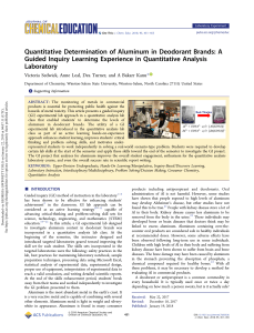 Quantitative Determination of Aluminum in Deodorant Brands: A Guided Inquiry Learning Experience in Quantitative Analysis Laboratory