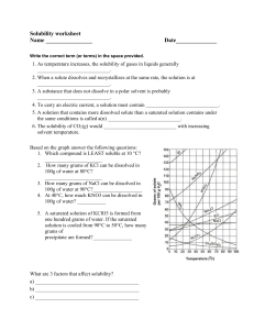 solubility worksheet
