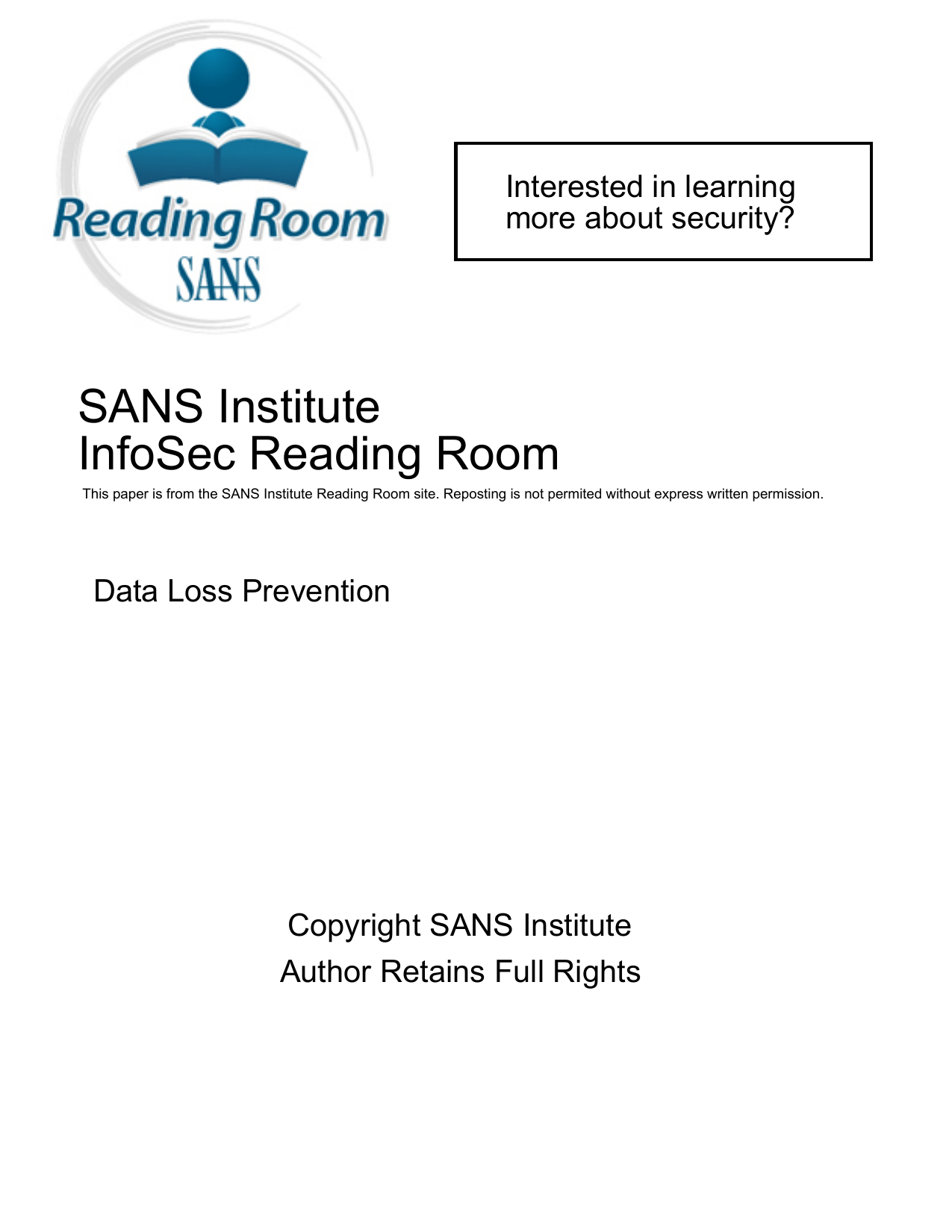 Sans Institute Data Loss Prevention