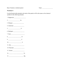 basic chemestry worksheet with answer