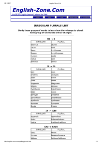 Irregular Nouns List