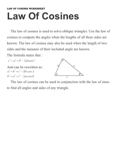law of cosines worksheet
