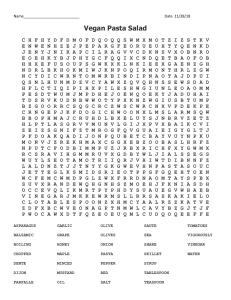 Vegan Pasta Salad word search