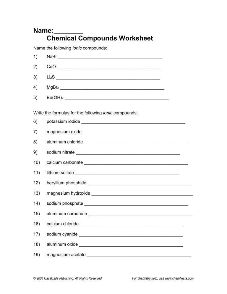 chemical naming compunds