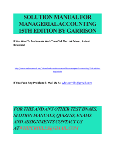 SOLUTION MANUAL FOR MANAGERIAL ACCOUNTIN