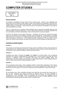 IGCSE Computer Studies Examiner Report: Nov 2012